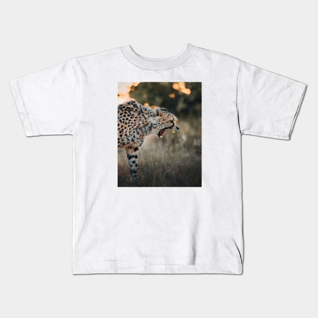 Angry Cheetah Kids T-Shirt by withluke